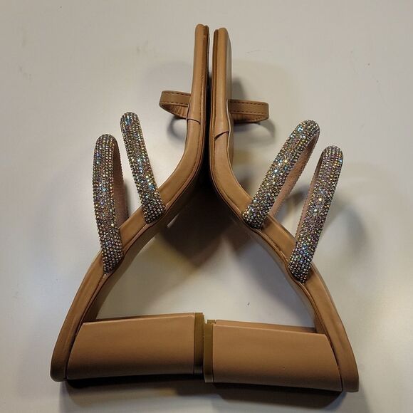 BRAND NEW FOREVER SLIPPERS   PEEP TOE DOUBLE STRAP GLITTER EMBROIDERY SANDAL - Picture 15 of 16